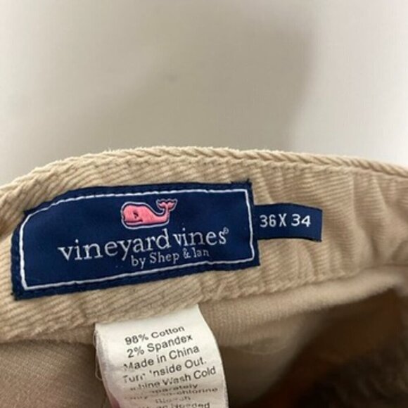 Vineyard Vines 5 Pocket Pants Corduroy Tan Mens 36x34 Straight Leg - Picture 6 of 8
